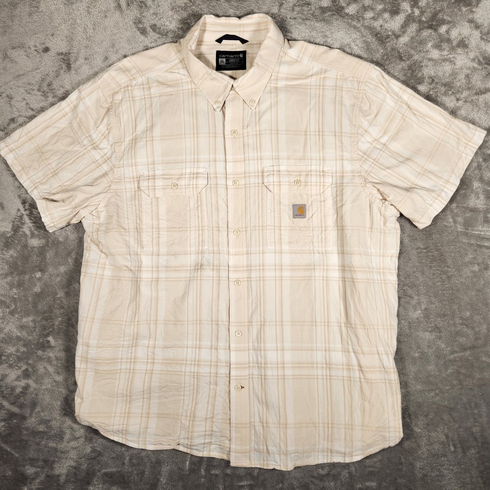Carhartt Product Type Mens 2XL TW4625-M Beige Plaid Button-down EUC